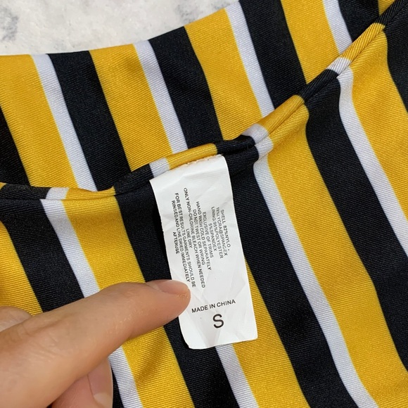 Striped Yellow and Black Bikini Set - Picture 6 of 9